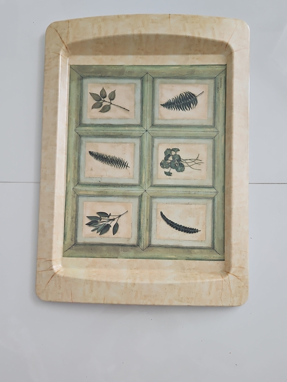 Pimpernel Melamine Botanical Serving Tray in Cream and Green